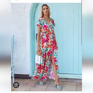 VICI maxi wrap colorful dress